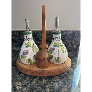 Dipinto A Mano Oil Vinegar Italy Pottery Italian Decanters Olio Aceto Salt Peppe